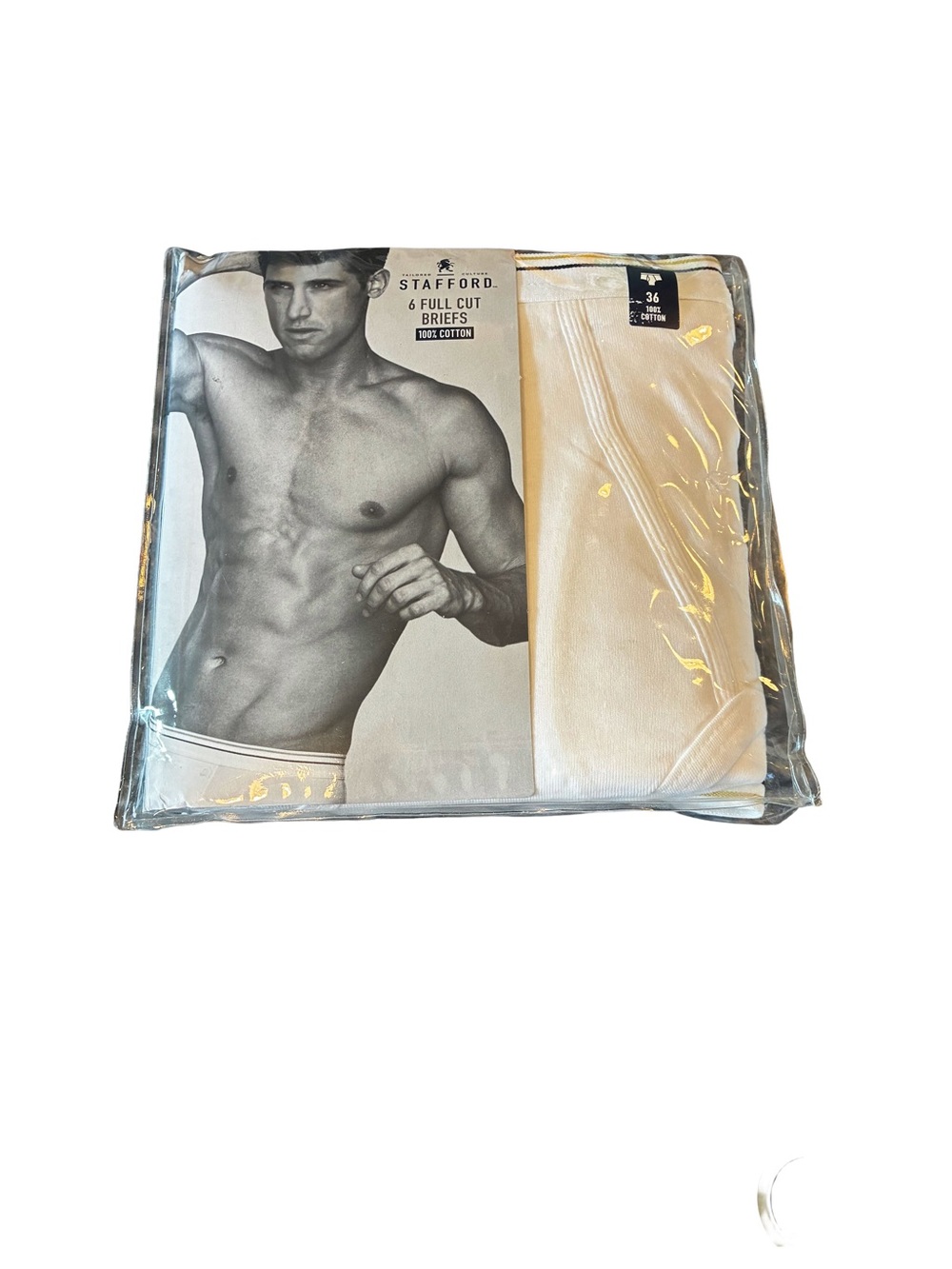Vintage Stafford Men’s Briefs 6 Pack Size 36 White 100% Cotton NOS Deadstock